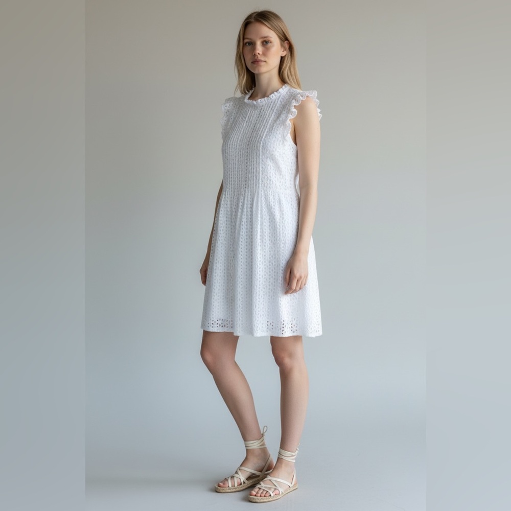 Kensie White Eyelet Midi Dress